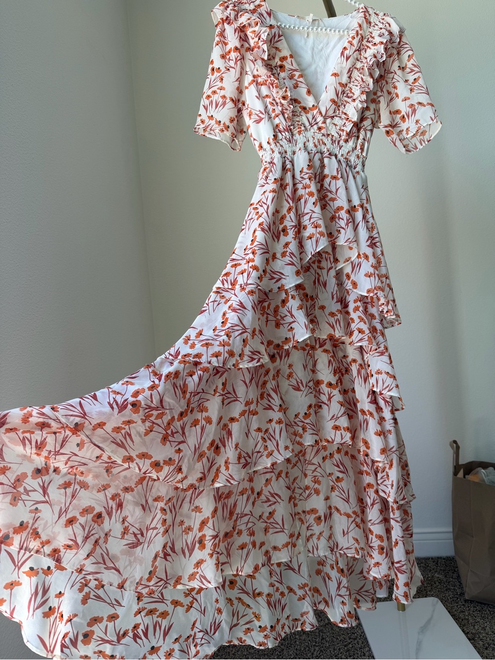 Maje Romantic Floral Ruffle Maxi Dress